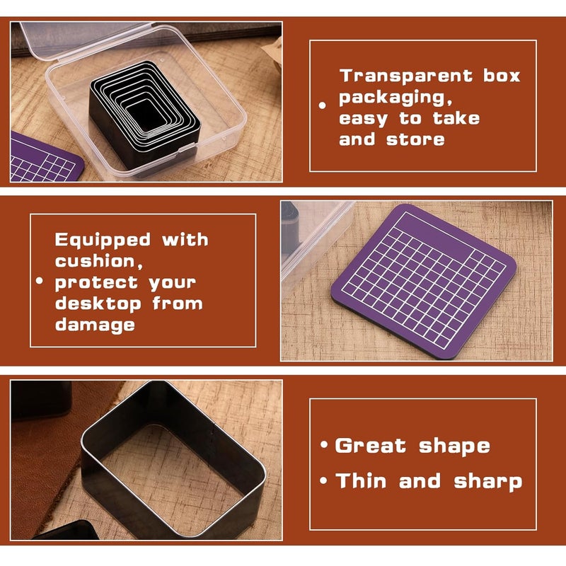 Yizzvb 8 Pcs Leather Rectangle Shape Cutter Tool Set, Punching Tools Set, High Carbon Steel Craft Punching Tools for DIY Craft, Leather Punching Die Set, 8 Sizes 20 25 30 35 40 45 50 55mm - Image 4